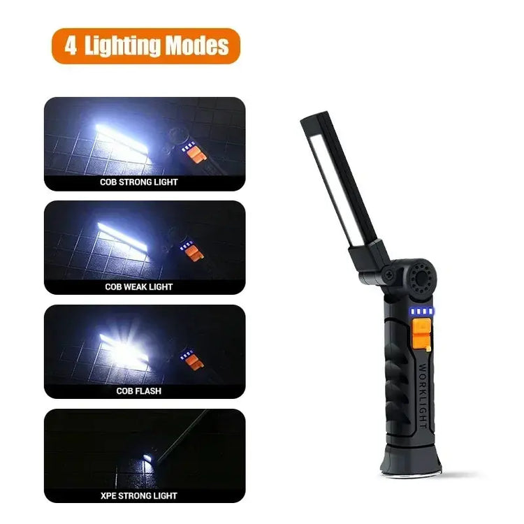 Torcia portatile a LED COB Lampada da lavoro ricaricabile USB Lanterna magnetica Lampada a sospensione con batteria incorporata Torcia da campeggio - My Hashtag Shop