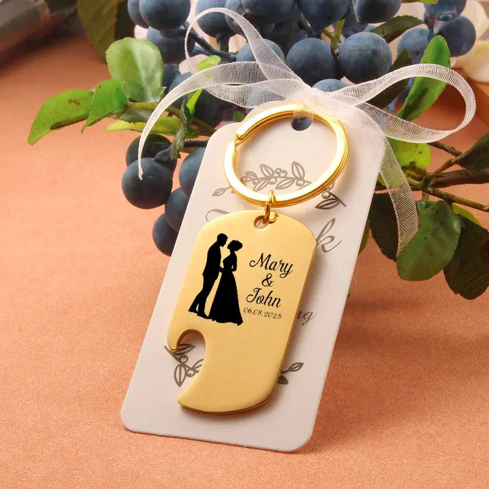 Bottle Opener Custom Laser Engraving Name Keychain Gold Stainless Steel. - HASHTAG