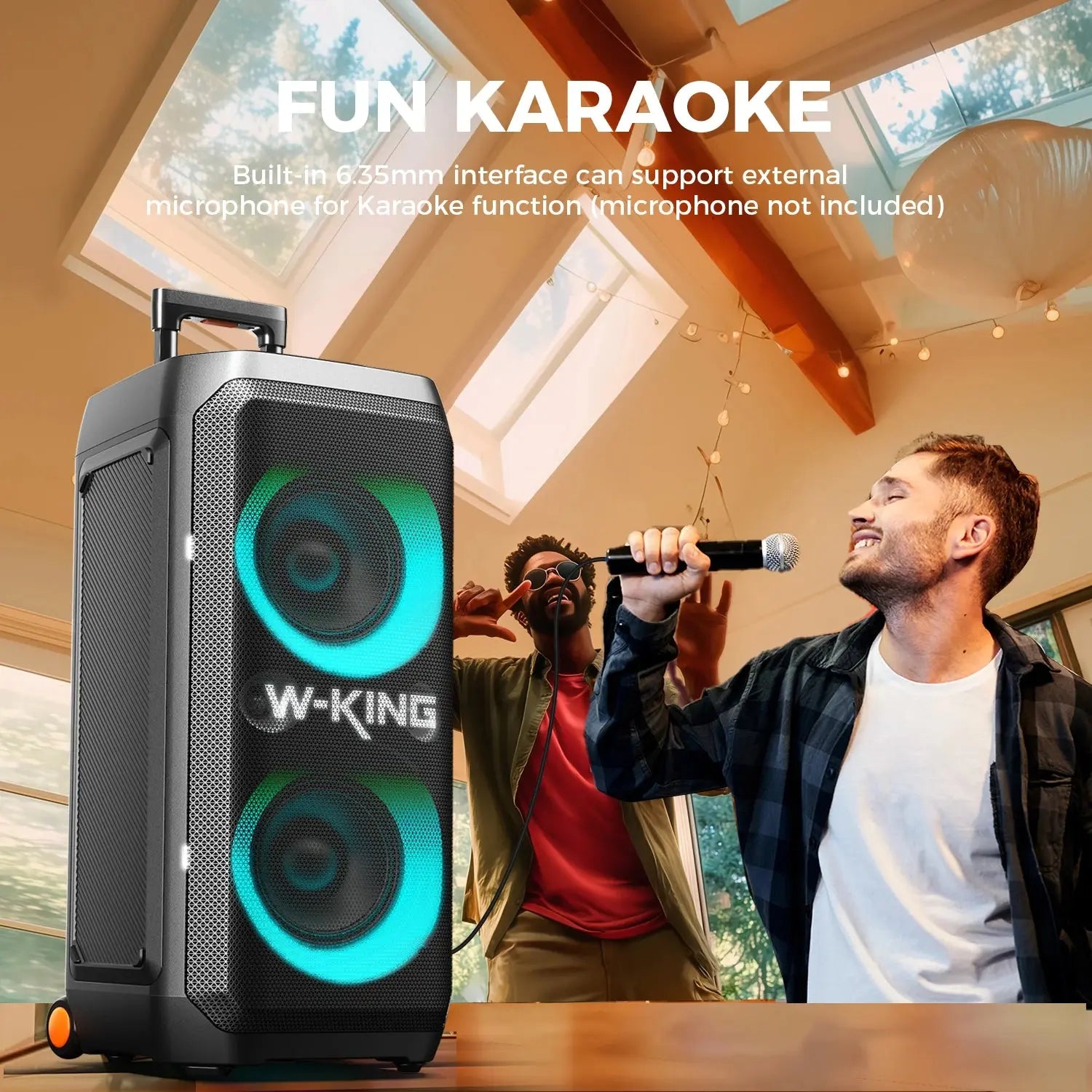 W-KING T12 Tragbare Bluetooth-sprecher-Box con suono MAX Pro da 370 W, Lichtshow, CSB, Bass Boost, Rollen e Teleskopgriff - My Hashtag Shop