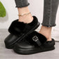 Thick Bottom Furry Clogs Women 2025 Winter Metal Buckle Waterproof Eva Plush Slippers Liebe - Making Life Easier