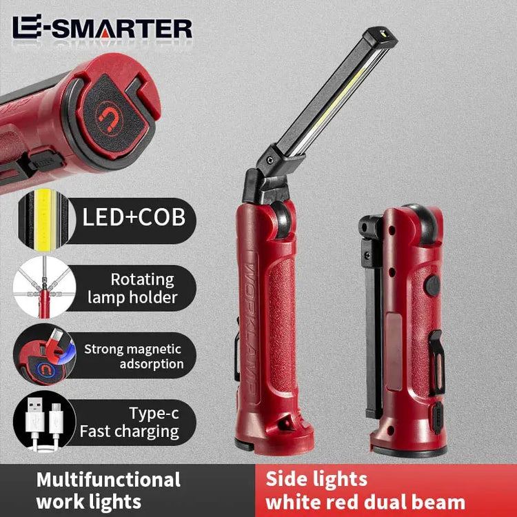Lampada da lavoro a LED COB Torcia pieghevole ricaricabile Illuminazione da campeggio per riparazioni auto Lampade portatili con gancio magnetico - My Hashtag Shop