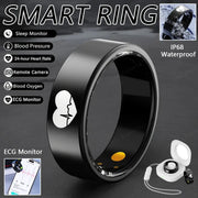 Nuovo Monitor ECG Smart Ring Frequenza cardiaca Ossigeno nel sangue Monitoraggio della salute Modalità multi-sport Temperatura 3ATM Smartring impermeabile 2025 HASHTAG
