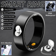 Nuovo Monitor ECG Smart Ring Frequenza cardiaca Ossigeno nel sangue Monitoraggio della salute Modalità multi-sport Temperatura 3ATM Smartring impermeabile 2025 HASHTAG