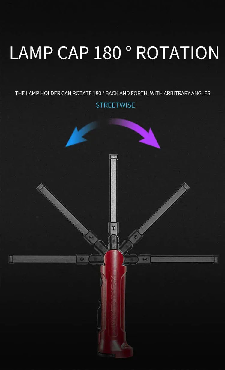 Lampada da lavoro a LED COB Torcia pieghevole ricaricabile Illuminazione da campeggio per riparazioni auto Lampade portatili con gancio magnetico - My Hashtag Shop