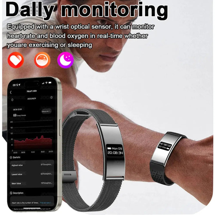 Uomo Donna Bracciale intelligente Frequenza cardiaca Monitor del sonno Salute Smart Band Sport impermeabile Fitness Tracker Smartwatch per Android iOS - My Hashtag Shop