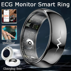 Nuovo Monitor ECG Smart Ring 2025 Frequenza cardiaca Monitoraggio della salute dell'ossigeno nel sangue Modalità multi-sport Temperatura 3ATM Smartring impermeabile HASHTAG