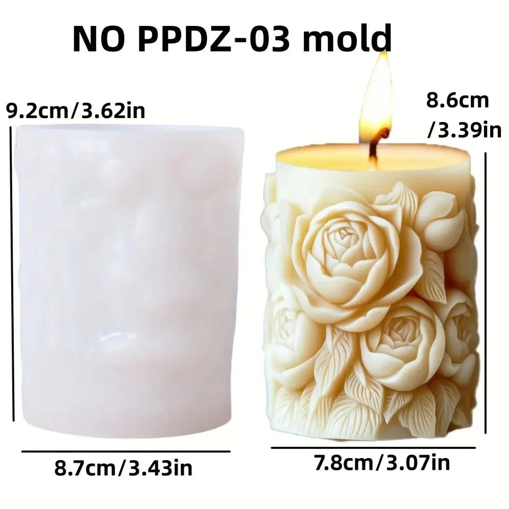 Silicone Mold Flower Lavender Gypsum Cylindrical Candle Making Liebe - Making Life Easier