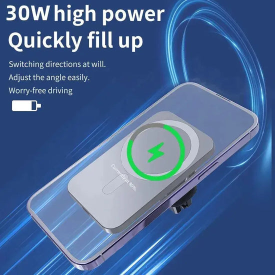 Caricatore wireless per auto magnetico da 30 W per iPhone 15 14 13 12 Pro Max Mini Macsafe Supporto per telefono per auto Supporto per supporto Stazione di ricarica rapida - My Hashtag Shop