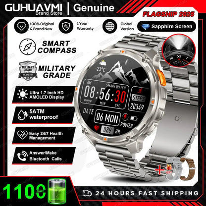 Nuovo T-REX3 Ultra 1100mAh Batteria SmartWatch 10ATM GPS impermeabile Bussola Torcia 1.7 "AMOLED HD Chiamata Sport Smart Watch da uomo - My Hashtag Shop
