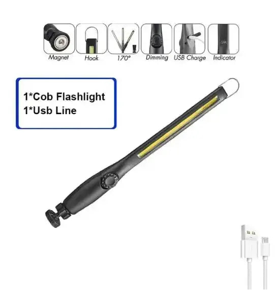Lampade da Lavoro COB Portatili con Magnete, Torcia LED Ricaricabile, Dimmerabile, per Emergenze e Riparazioni Auto - My Hashtag Shop