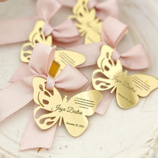 Acrylic Mirror Tags,Personalized Butterfly Party Gift - HASHTAG