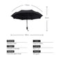 Ombrellone automatico per pioggia e sole Rivestimento nero Ombrellone Anti-UV 3 Pieghevole Resistente al vento Auto di lusso Grande antivento Donna Uomo 8 posti - My Hashtag Shop