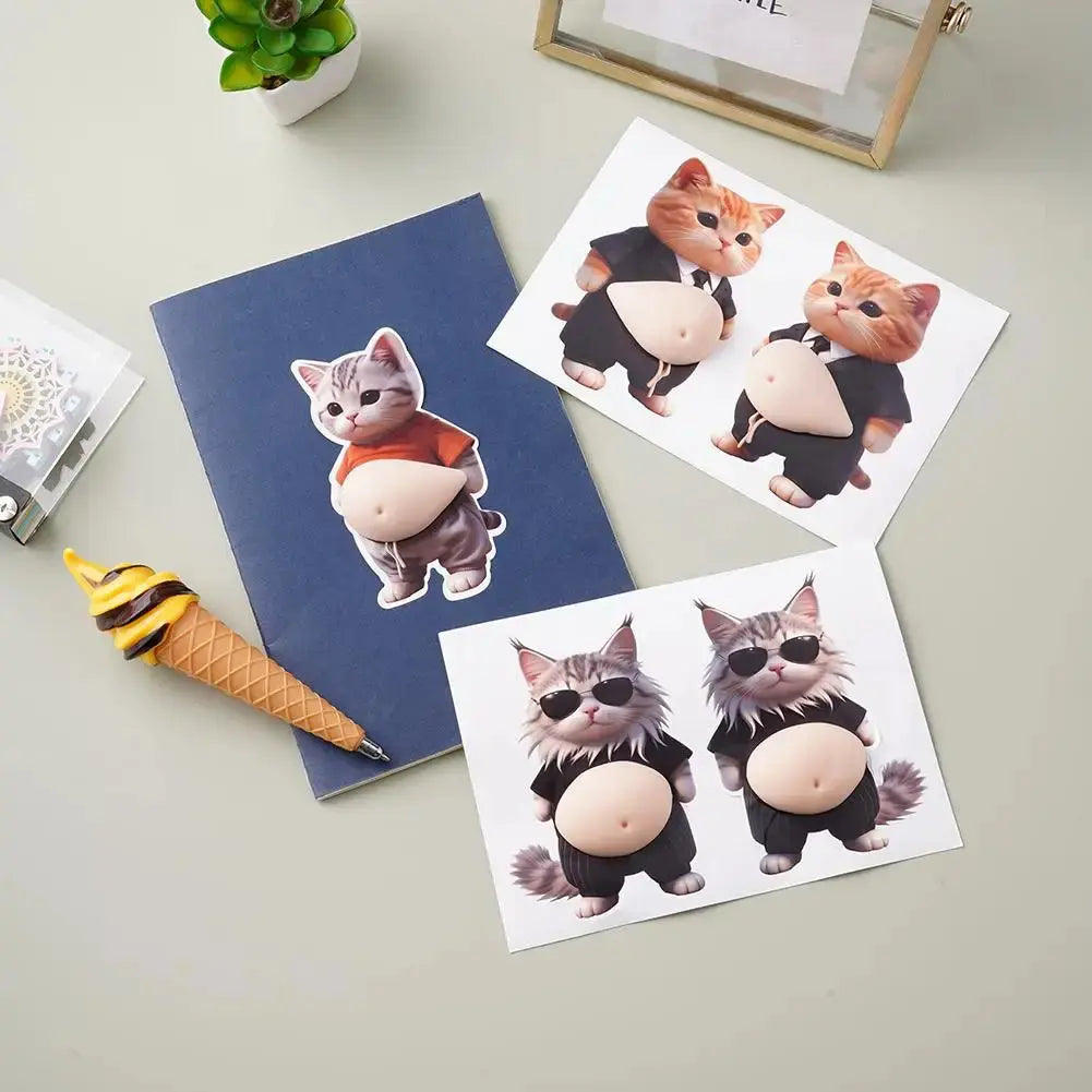 Adesivi 3D a Forma di Cucciolo con Pancia Gonfia, Adesivi Morbidi 3D a Forma di Gatto per Cover di Telefoni, Quaderni, Scrapbooking e Decorazioni Fai-da-Te - My Hashtag Shop