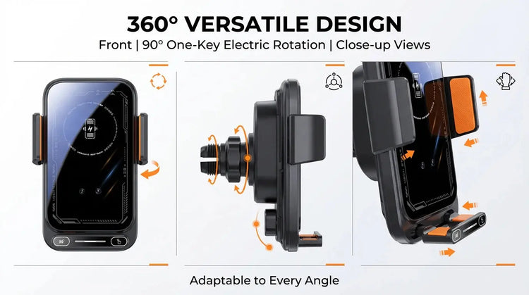 Caricatore per telefono per auto Supporto per telefono Caricatore wireless e cablato da 15 W Rilevamento automatico Rilascio e rotazione con un solo tocco Certificato Qi FCC ROHS - My Hashtag Shop