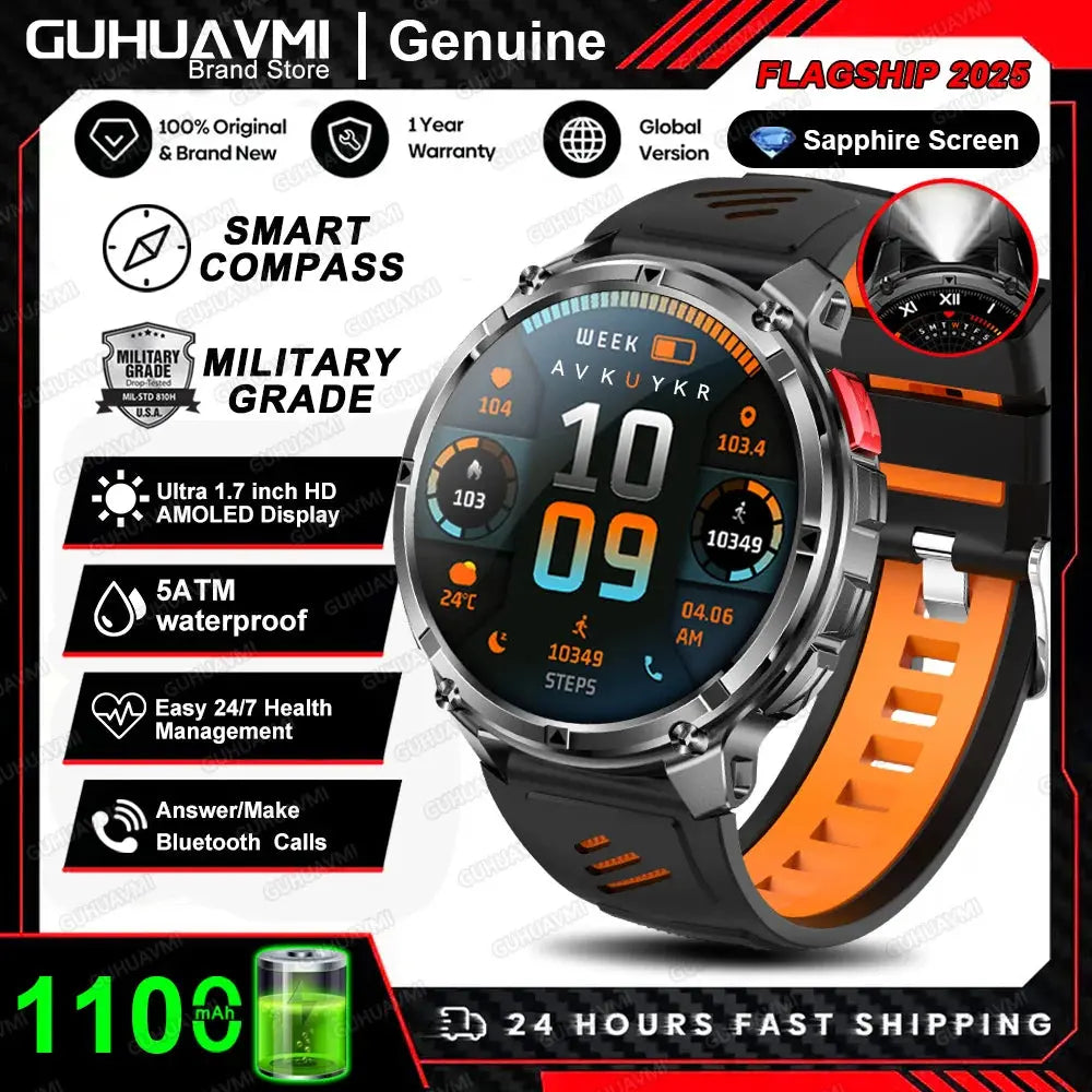 Nuovo T-REX3 Ultra 1100mAh Batteria SmartWatch 10ATM GPS impermeabile Bussola Torcia 1.7 "AMOLED HD Chiamata Sport Smart Watch da uomo - My Hashtag Shop