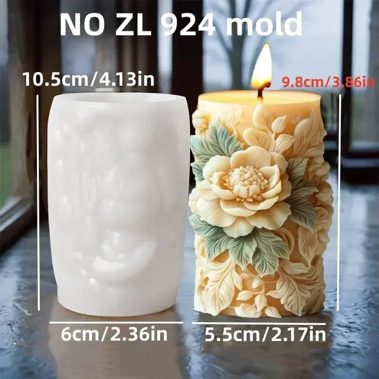 Silicone Mold Flower Lavender Gypsum Cylindrical Candle Making Liebe - Making Life Easier