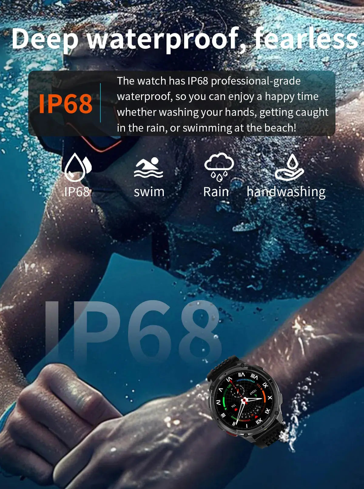 Nuovo T-REX3 Ultra 1100mAh Batteria SmartWatch 10ATM GPS impermeabile Bussola Torcia 1.7 "AMOLED HD Chiamata Sport Smart Watch da uomo - My Hashtag Shop