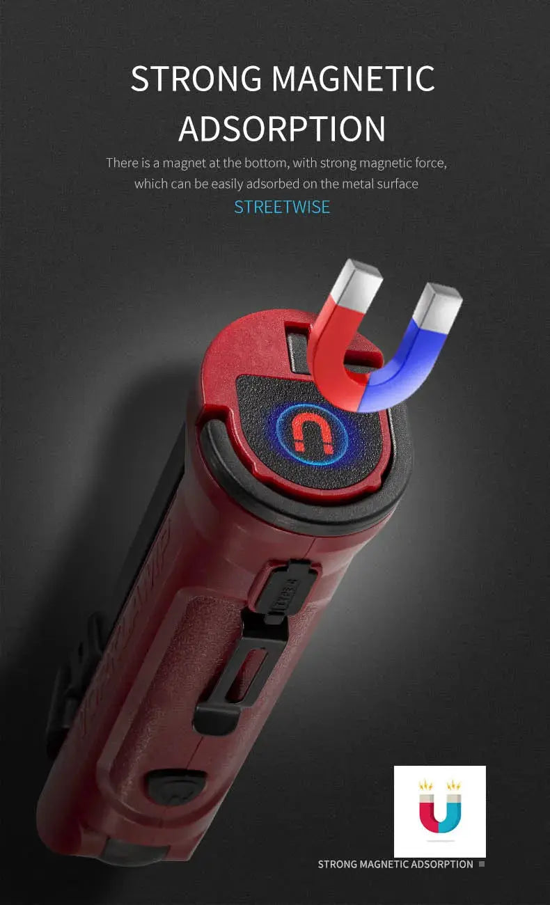 Lampada da lavoro a LED COB Torcia pieghevole ricaricabile Illuminazione da campeggio per riparazioni auto Lampade portatili con gancio magnetico - My Hashtag Shop