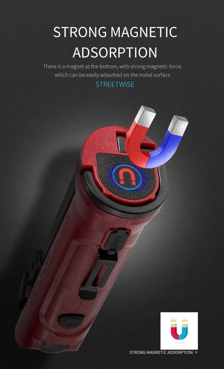 Lampada da lavoro a LED COB Torcia pieghevole ricaricabile Illuminazione da campeggio per riparazioni auto Lampade portatili con gancio magnetico - My Hashtag Shop