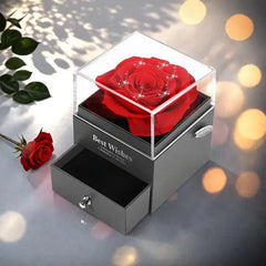 Holiday Gifts for Women Eternal Red Rose with Heart Necklace Flower Lipstick Gift for Mom Girlfriend Birthday from Daughter Sons HASHTAG