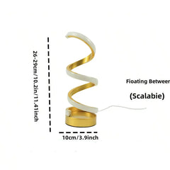 Lampada da tavolo moderna a LED con USB - luminosità regolabile, luce bianca calda, design a spirale, adatta per camera da letto, soggiorno, fuori HASHTAG