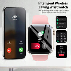 Smart Watch con display HD da 1,68 pollici: chiamate/quadranti wireless, notifiche di allarme/messaggio, tracciamento fitness, controllo della musica. HASHTAG