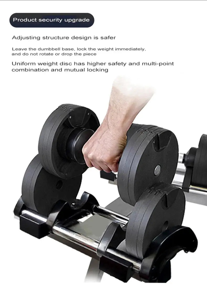 Set manubri rotondi regolabili, seconda generazione, aumento 2 kg, 24 kg, 36 kg, fitness, appena aggiornato - My Hashtag Shop