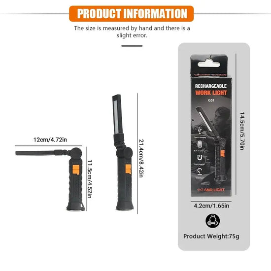 Torcia portatile a LED COB Lampada da lavoro ricaricabile USB Lanterna magnetica Lampada a sospensione con batteria incorporata Torcia da campeggio - My Hashtag Shop