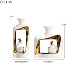 Vaso in ceramica di cervo Vaso di fiori secchi Vasi decorativi Fiori artificiali Ornamenti da tavolo Decorazione Artigianato Vasi idroponici HASHTAG