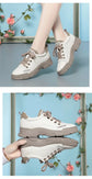 Soft Leather Sneaker Trekking Footwear Thick-soled Lace-up Liebe - Making Life Easier
