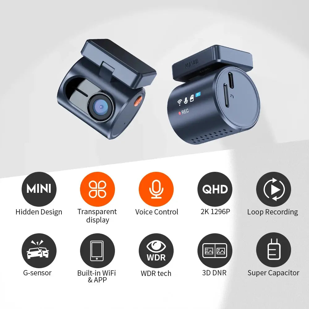 2K KAWA MINI 3 Pro Telecamere per Auto DVR Piccola Dash Cam 24 Parcheggio Auto Videoregistratore WiFi APP Controllo Vocale Dashcam per Auto - My Hashtag Shop