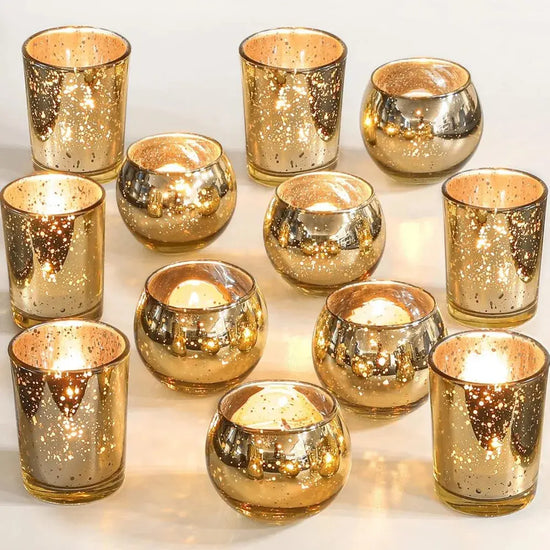 Mercury Glass Tealight Candle Holders - HASHTAG
