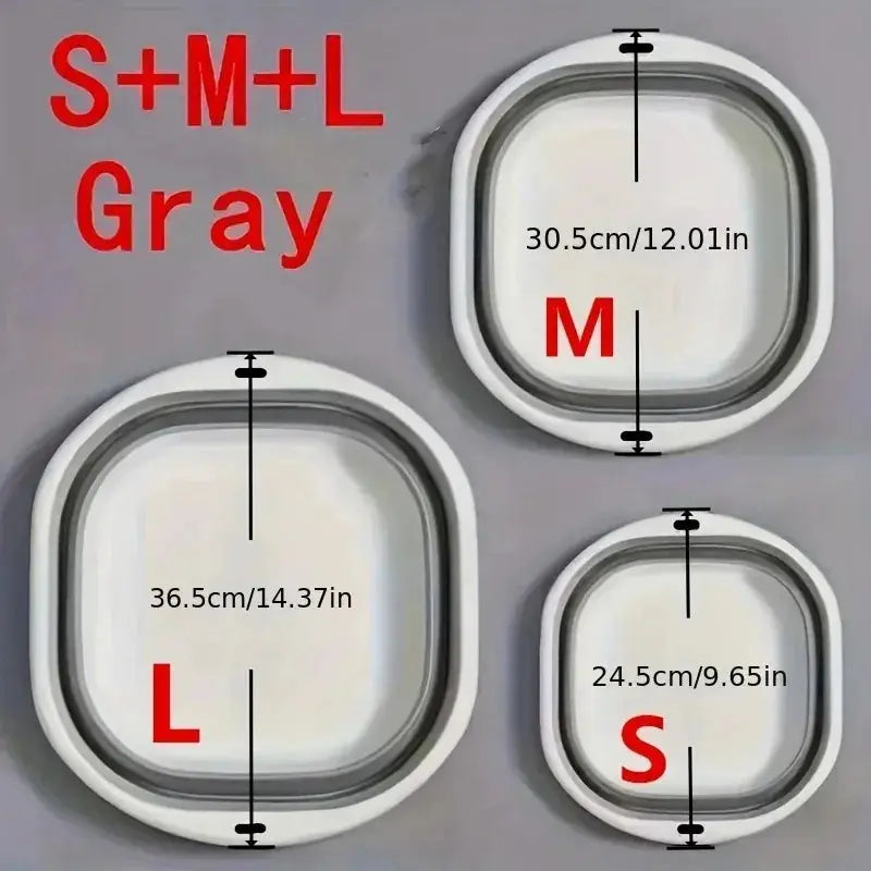 Wash Basin Laundry Baskets 3 Pack Collapsible Tub Space Saving. - HASHTAG