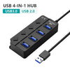HUB USB 3.0 4-en-1, rupartiteur USB 2.0, multiporta Adaptateur, Interrupteur D'alimentation independant, Rallonge De C?ble De 3 HASHTAG