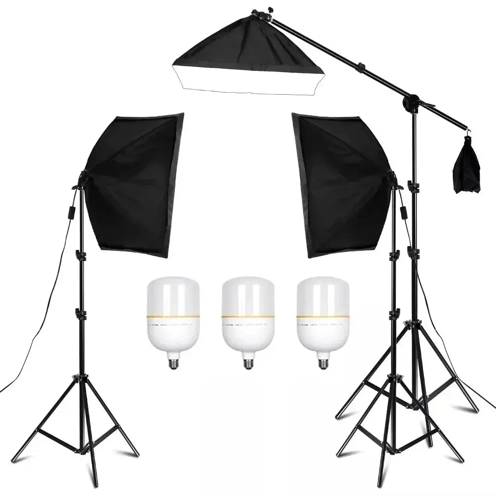SH Kit di illuminazione Fotografia 50x70CM Softbox Sistema di illuminazione professionale con lampadine fotografiche E27 Attrezzatura per studio fotografico - My Hashtag Shop
