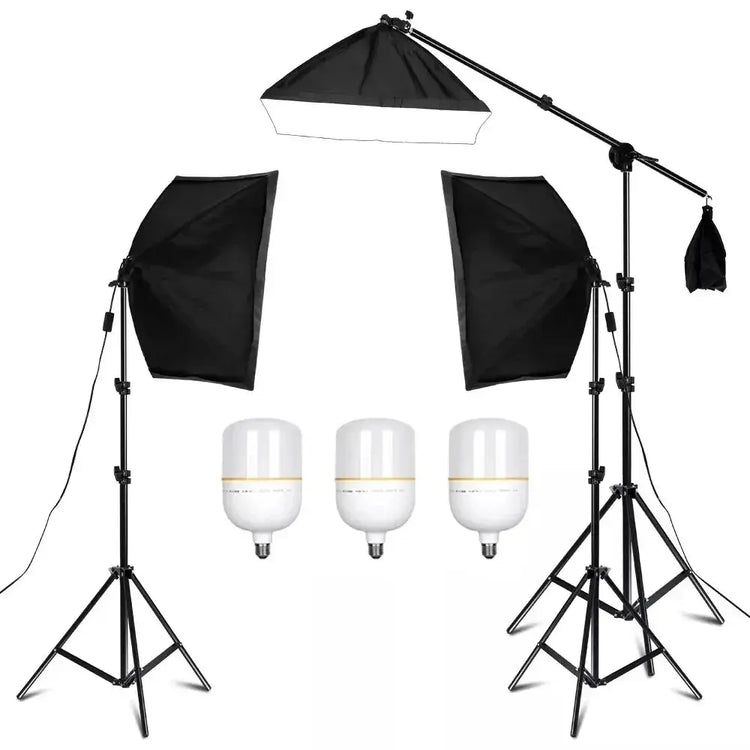 SH Kit di illuminazione Fotografia 50x70CM Softbox Sistema di illuminazione professionale con lampadine fotografiche E27 Attrezzatura per studio fotografico - My Hashtag Shop
