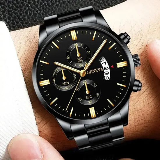 Orologio da uomo in acciaio inossidabile alla moda Orologio da polso al quarzo con calendario di lusso Orologi da uomo d&