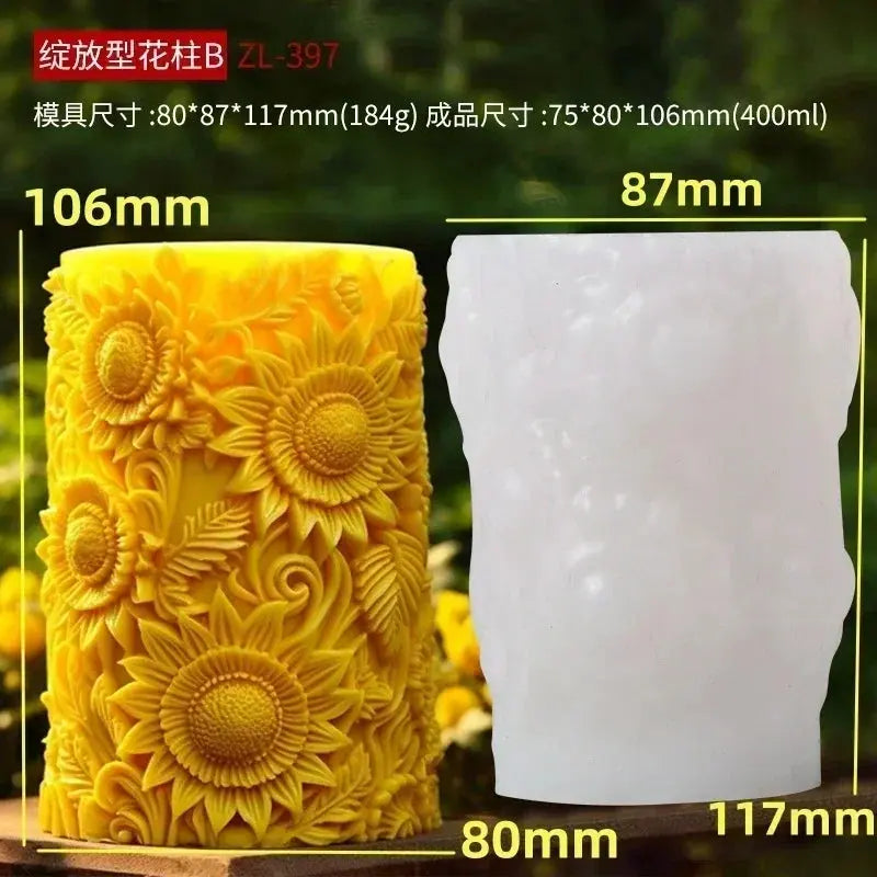 Silicone Mold Flower Lavender Gypsum Cylindrical Candle Making Liebe - Making Life Easier