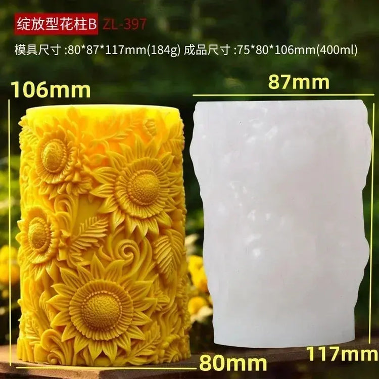 Silicone Mold Flower Lavender Gypsum Cylindrical Candle Making Liebe - Making Life Easier