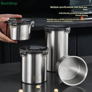 500/900/1400ml Storage Jars Stainless Steel Sealed Container Kitchen Barrel Fresh Bean Vegetable Coffee Organizer HASHTAG