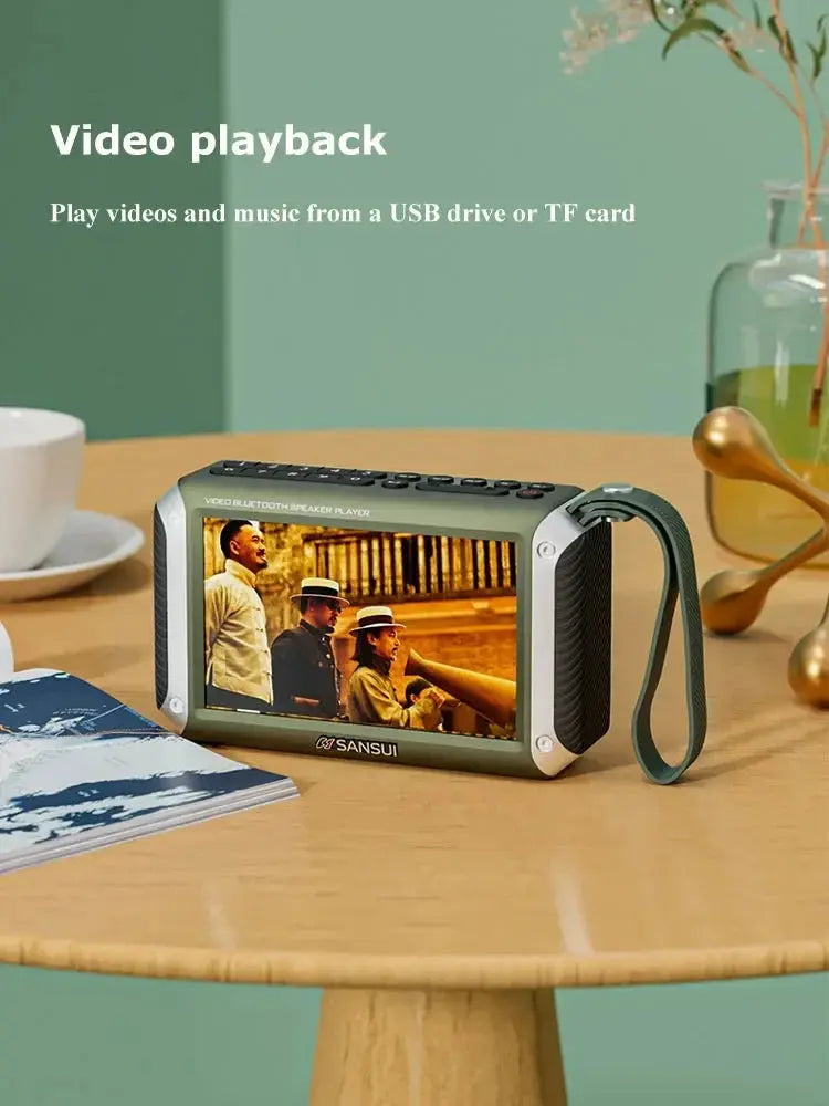 Display a LED da 4,3 pollici Radio Altoparlante Bluetooth senza fili Radio FM portatile Slot per scheda TF Lettore musicale MP4 Video Boom Box - My Hashtag Shop