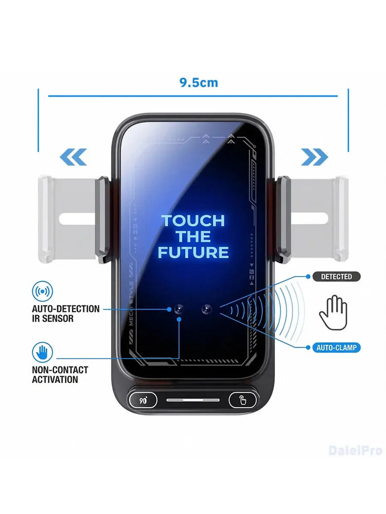 Caricatore per telefono per auto Supporto per telefono Caricatore wireless e cablato da 15 W Rilevamento automatico Rilascio e rotazione con un solo tocco Certificato Qi FCC ROHS - My Hashtag Shop