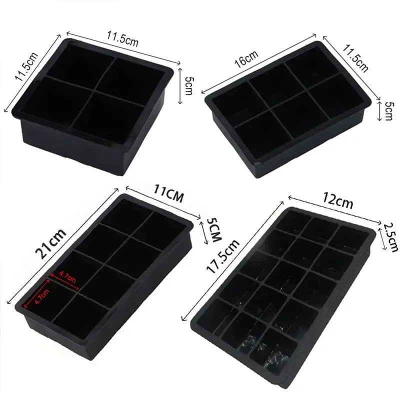 Silicone Ice Cube Molds  Home or Barware 4/6/8/15 Grids - HASHTAG