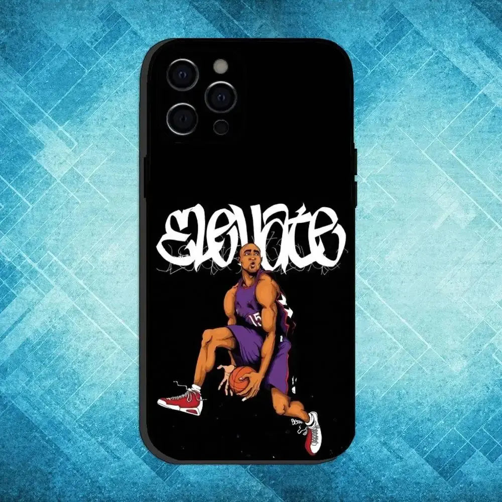 Custodia per telefono Basket V-Vince C-Carter 15 per iPhone17,16,15,14,13,12,11 Plus,Pro Max Cover morbida nera - My Hashtag Shop