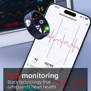 Nuovo Monitor ECG Smart Ring Frequenza cardiaca Ossigeno nel sangue Monitoraggio della salute Modalità multi-sport Temperatura 3ATM Smartring impermeabile 2025 HASHTAG