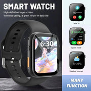 Smart Watch con display HD da 1,68 pollici: chiamate/quadranti wireless, notifiche di allarme/messaggio, tracciamento fitness, controllo della musica. HASHTAG