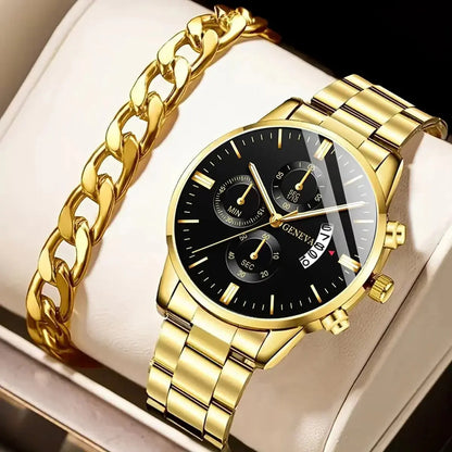 Orologio da uomo in acciaio inossidabile alla moda Orologio da polso al quarzo con calendario di lusso Orologi da uomo d&