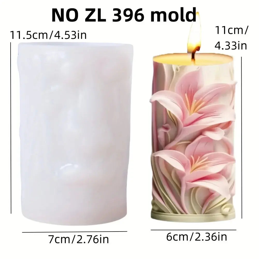 Silicone Mold Flower Lavender Gypsum Cylindrical Candle Making Liebe - Making Life Easier