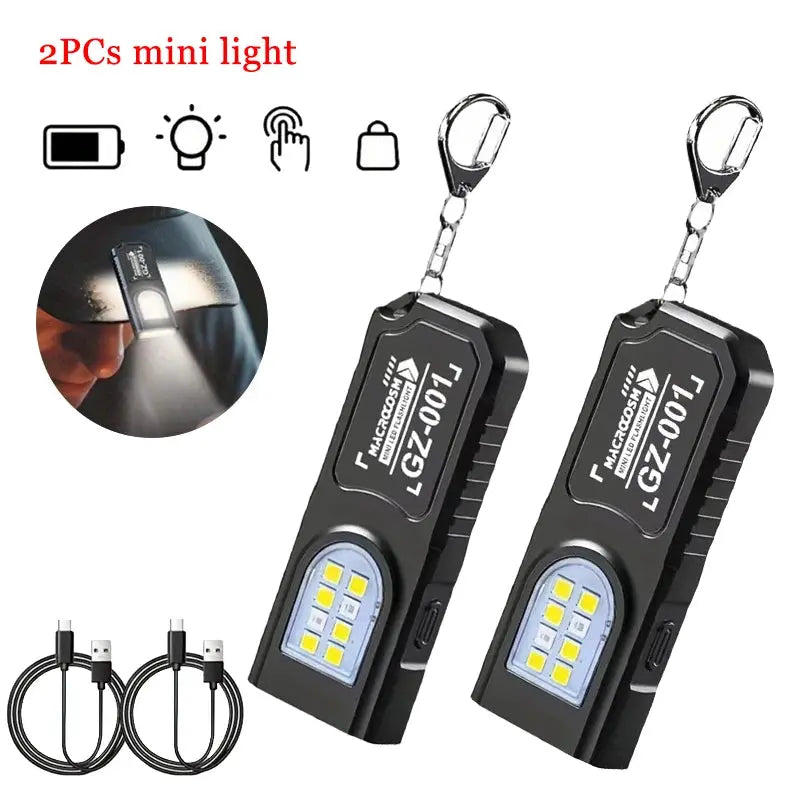 Potente mini torcia portachiavi LED COB USB C ricaricabile lampada da lavoro sospesa portachiavi impermeabile lampada da tasca da campeggio - My Hashtag Shop