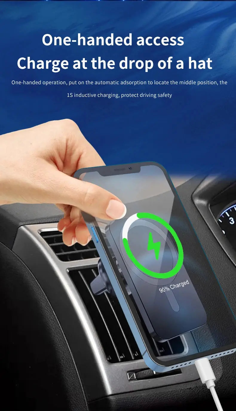 Caricatore wireless per auto magnetico da 30 W per iPhone 15 14 13 12 Pro Max Mini Macsafe Supporto per telefono per auto Supporto per supporto Stazione di ricarica rapida - My Hashtag Shop